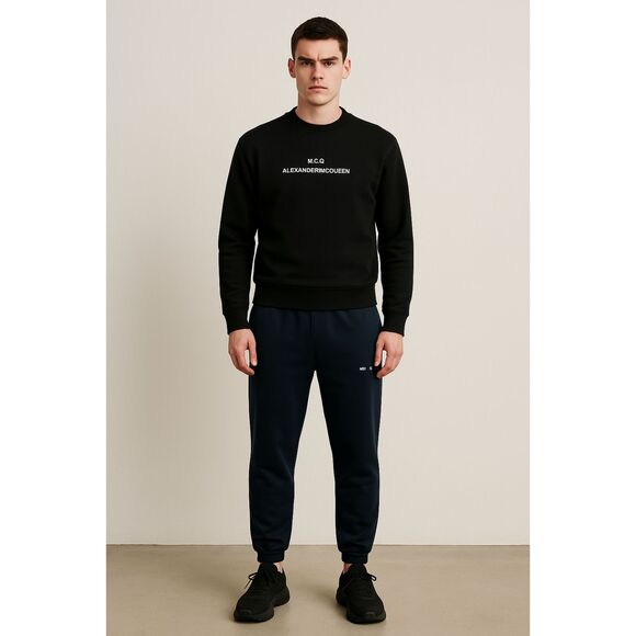 McQ Alexander McQueen Black Heavy Gym Jogger Sweatpants Trousers  Mens Sz Medium - Picture 1 of 11